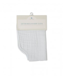 white cotton muslin burp cloth