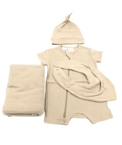 Almond wrap onesie bib beanie set (4 pcs)