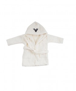 Hooded bathrobe fawn ecru