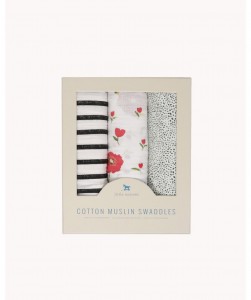 summer poppy 2 cotton muslin swaddle 3 pack set