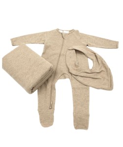 Camel wrap bib onesie set (3pcs)