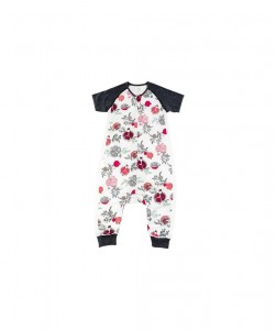 raglan bamboo pima short sleeve sleep suit 0.6 TOG pompom